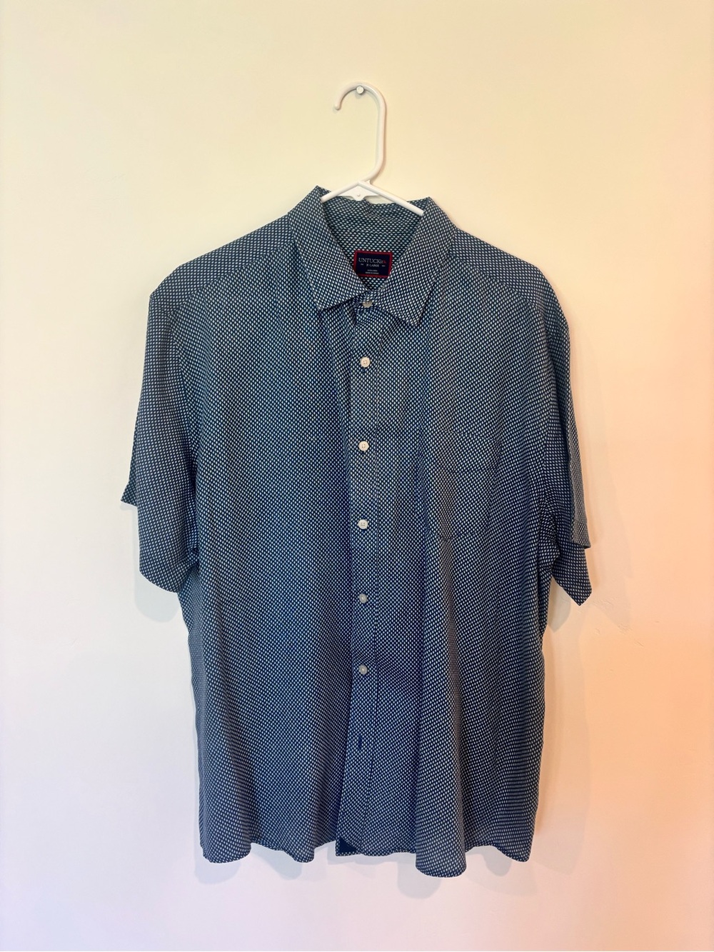UNTUCKit Blue Microprint Short Sleeve Button-Down Shirt